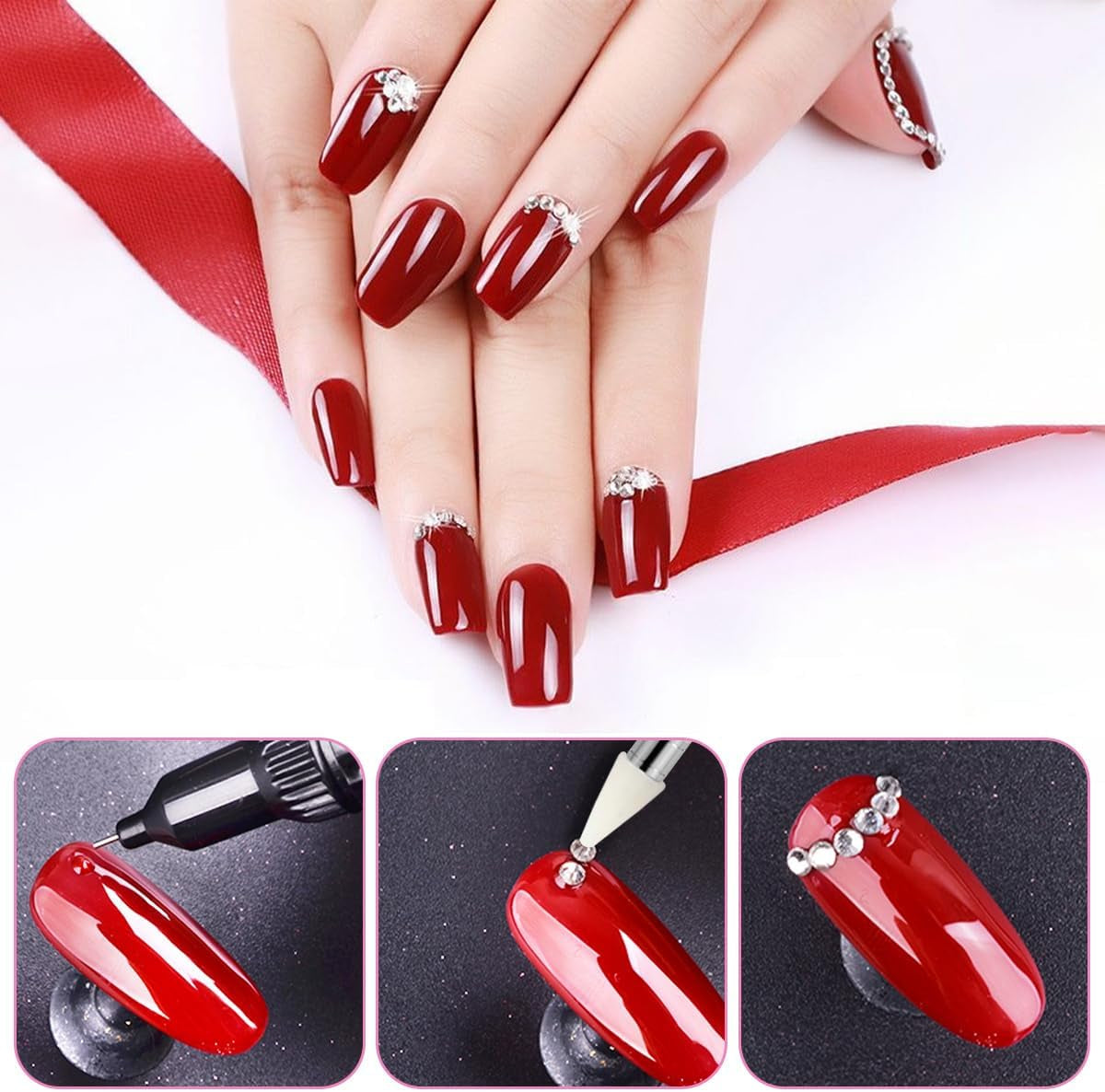 4600 Stück Strasssteine Für Nägel, Nagel Glitzersteine 3 Verschiedene Stil Flache Nail Gems Nägel Steine Klein Nagel Steinchen Mit Pinzette Und Strass Picker Dotting Pen Für Nägel/Kleidung/Handwerk