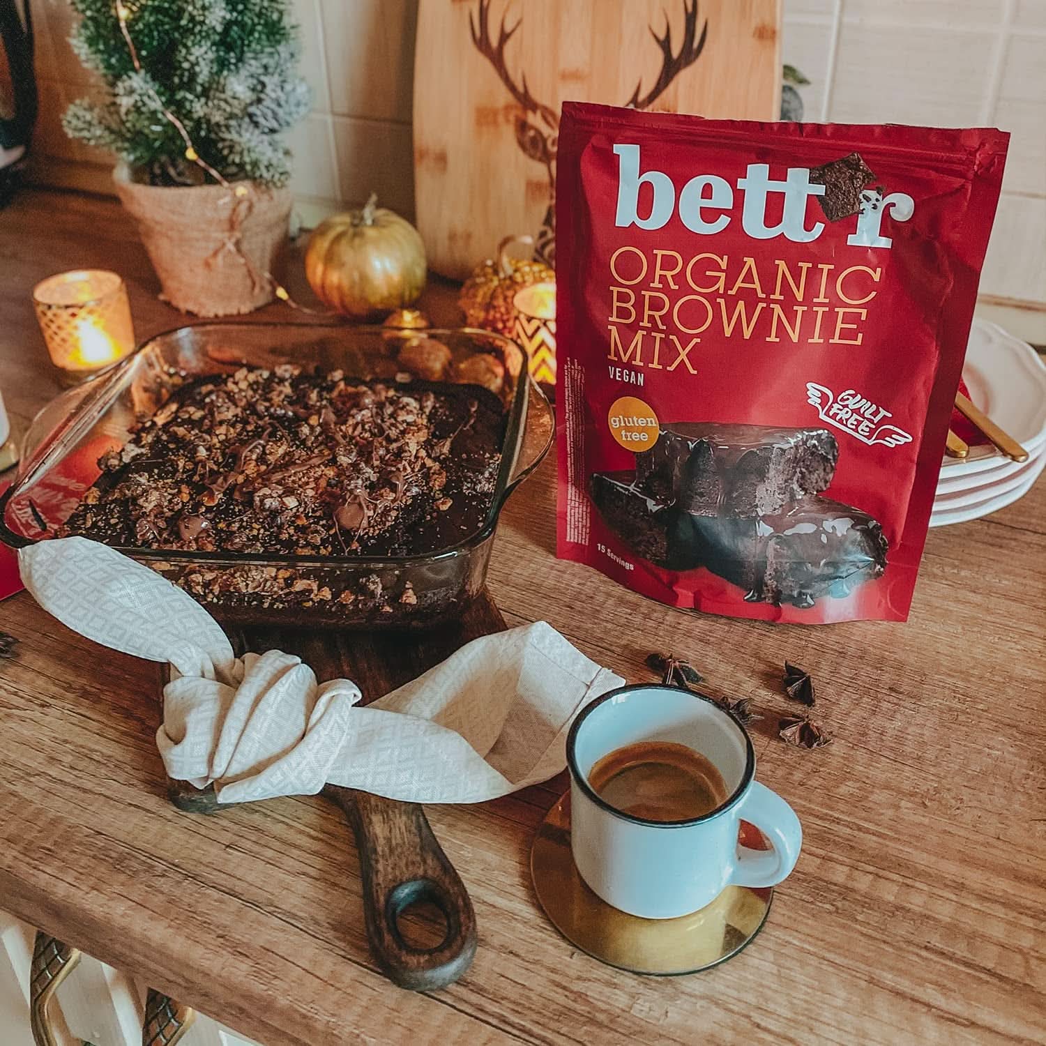 Bettr Organic Brownie Mix - Brownies biologici, vegani e senza glutine dal ricco sapore di cacao, 6 x 400 grammi Kitchen Naty Shop