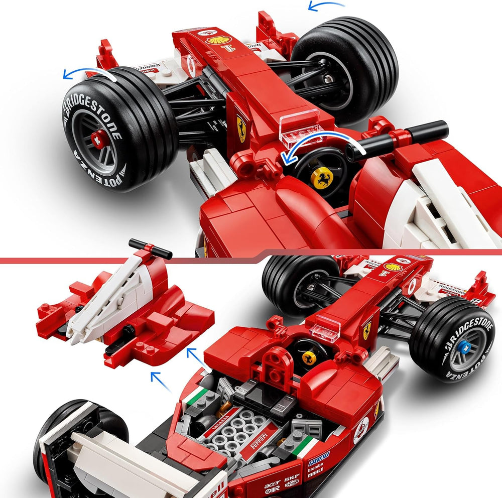 LEGO Icons Ferrari F2004 und Michael Schumacher - F1 Rennwagen Modellbau für Erwachsene - F1 Modellauto Set mit V10-Motor & sammelbarer Fahrer Minifigur - Formel 1 Geschenk zum Vatertag - 11375