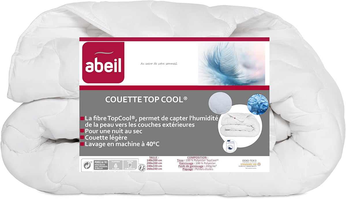 Abeil 1388 Piumino Topcool, sottile, regolatore di umidità, bianco, 240 X 260 Cm Trapunte e trapunte Naty Shop 240X260