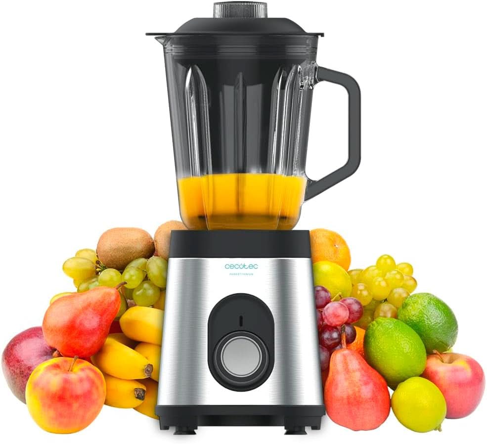 Cecotec Miscelatore Glas Power Schwarz Titan 1000 INOX. 1000 W, Edelstahlgehäuse, 6-Blatt-Blatt Mit Schwarzer Titanbeschichtung, 1.5-L-Glaskrug, 5 Geschwindigkeiten [Energieeffizienzklasse a +] Cucina Naty Shop