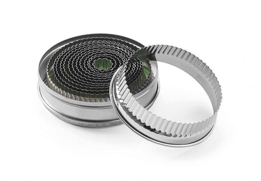 HENDI Ausstechformset, mit Zackenrand, 14er Set, ø120x(H)35mm, Edelstahl