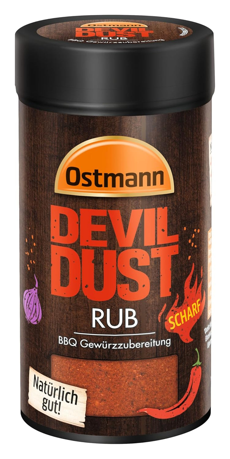 Ostmann Gewürze - Polvere del diavolo | BBQ Rub Gewürzzubereitung | Scharfe Trockenmarinade für Grillfleisch | 140 g in un colino