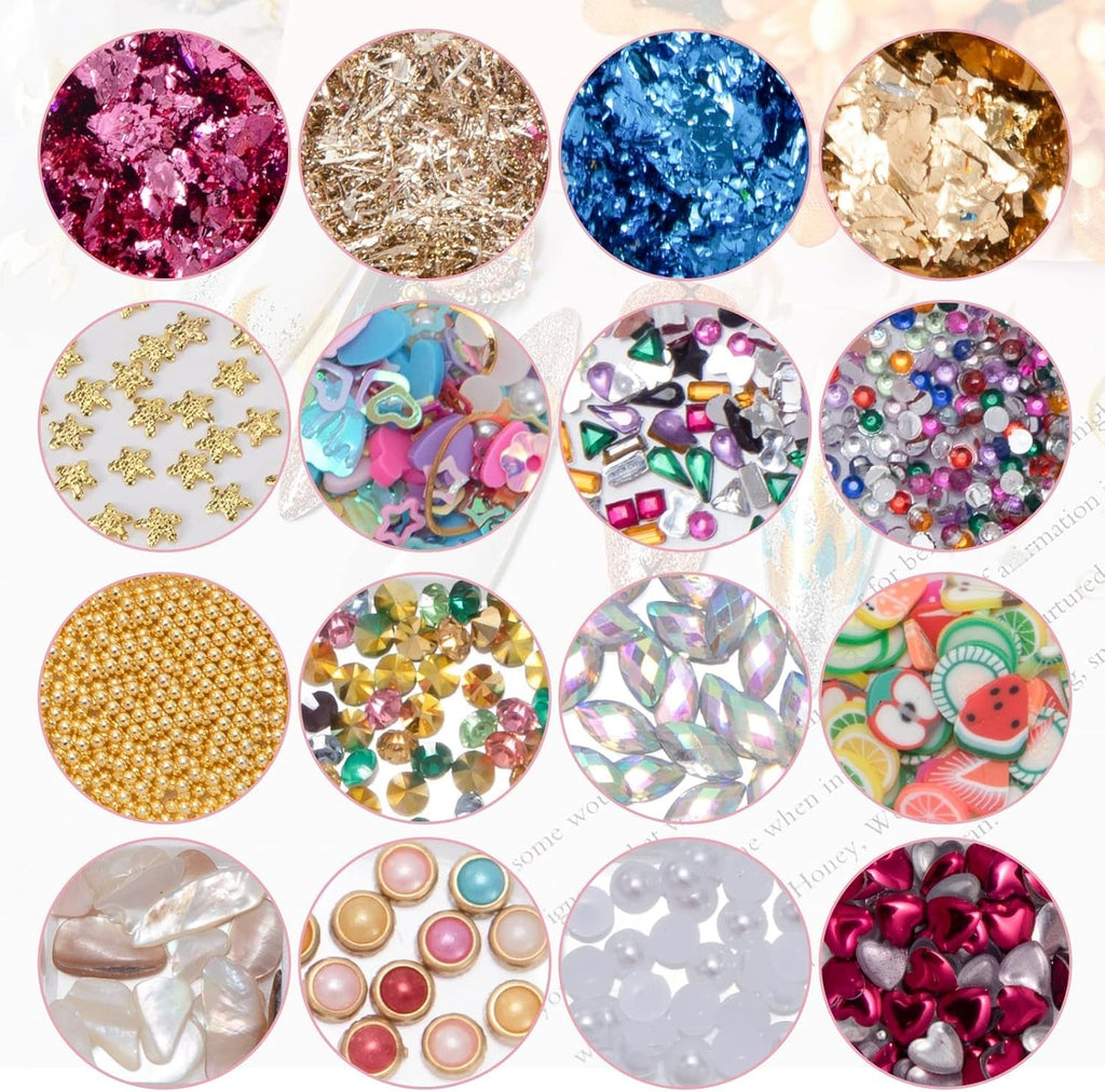 7 Boxen Strasssteine Nägel, Kit De Nail Art Strass Nagelglitzer Pailletten Nagel-Edelsteinen Kristalle Perlen Diamanten Metall Nieten Für DIY Dekoration Nageldesign (Mehrfarbig)