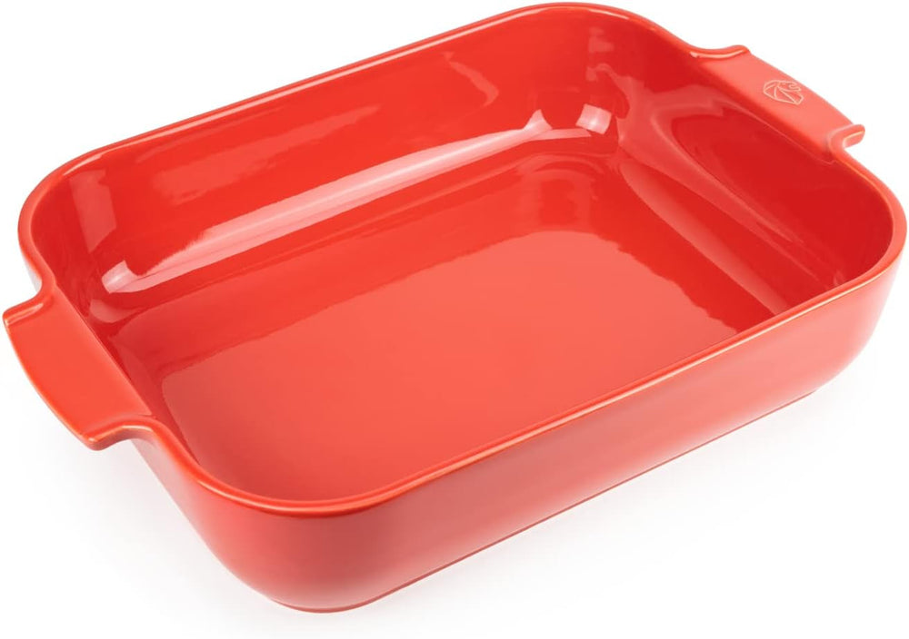Peugeot Appolia Rechteckige Auflaufform Mit Griffen, Keramik, Schiefer / Grau, 8.3X40.5X27.2 Cm, Fassungsvermögen: Ca. 4 L, 60022 Stampi e teglie Naty Shop Rot