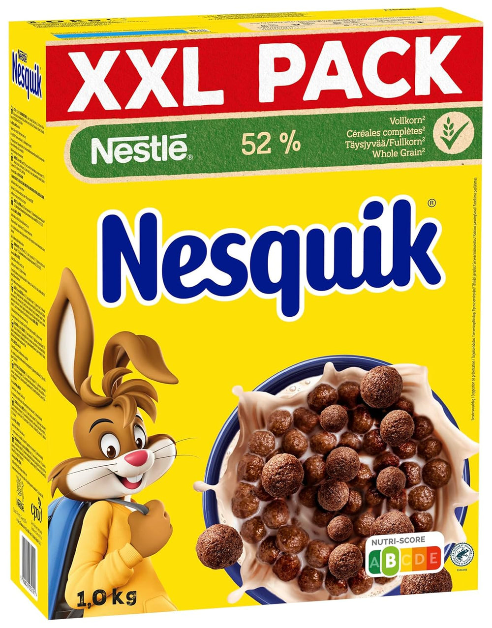 Nestlé Nesquik Crunchy Breakfast, Cereali con cioccolato e cereali integrali, 1 confezione (1 x 1 kg)