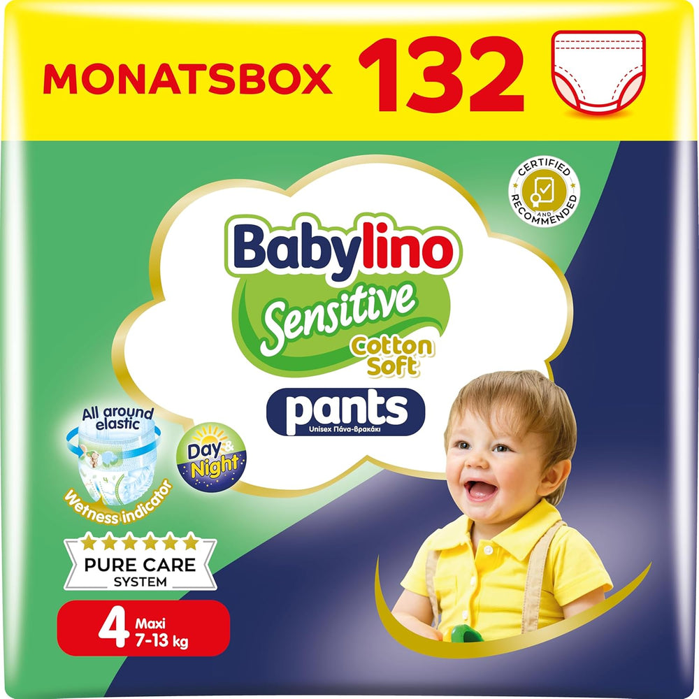 Pannolini Sensitive Cotton Soft, taglia 4, Pantaloni Maxi (7-13 kg), 22 pezzi