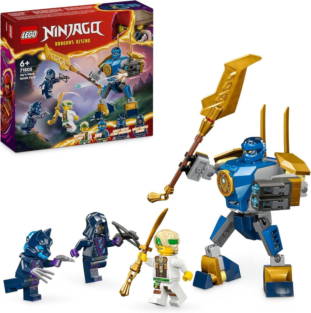 LEGO NINJAGO Jay Battle Mech, giocattolo ninja per bambini con personaggi, inclusa la minifigure di Jay con mini katana, action figure e mech, piccolo regalo per ragazzi e ragazze creativi a partire da 6 anni 71805 Set da costruzione Besuche den LEGO-Store Single