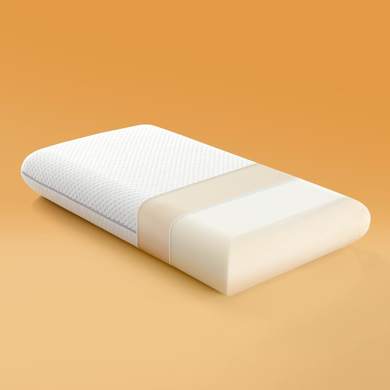 Pernă Sonive din spumă cu memorie 70x36x8cm, pernă cu fibre de bambus + față de pernă din poliester, pernă de gât pentru dureri de gât, pernă de dormit lavabilă și detașabilă, albă