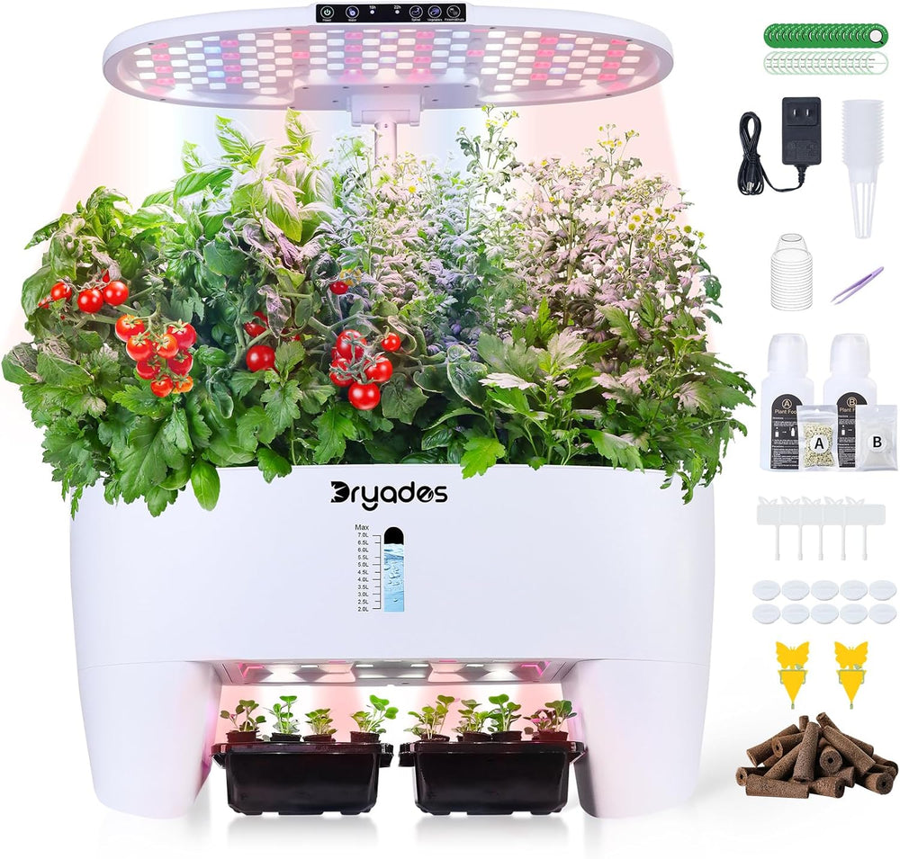 Sistema di coltivazione idroponica: 8 capsule, lampada LED a spettro completo da 24 W con avviso di livello basso dell'acqua | Giardino interno per cucina, soggiorno, scuola | Idea regalo per giardinieri dilettanti