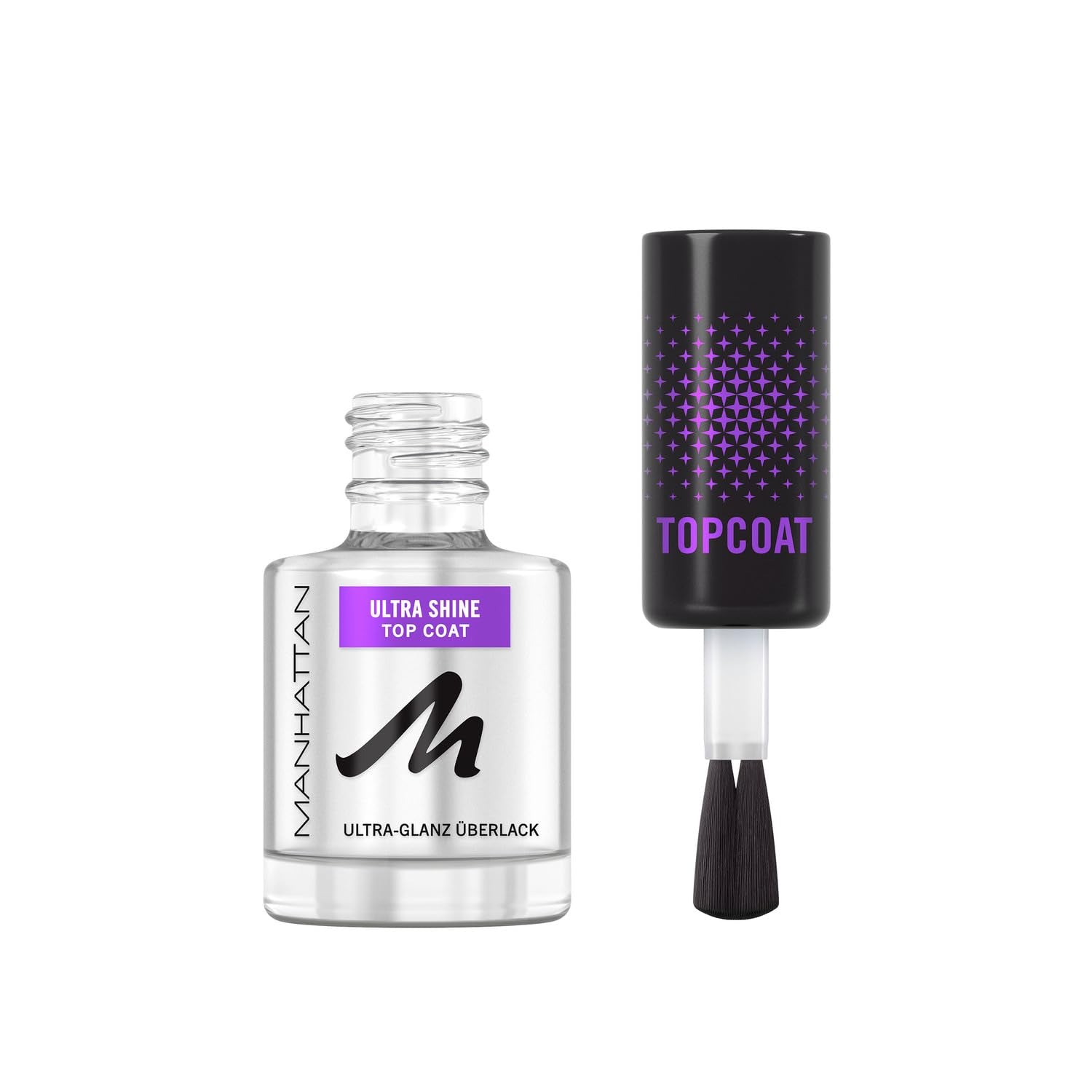 Manhattan Nail Top Coat Ultra Shine, top coat trasparente dal finish lucido per una manicure a lunga tenuta, 12 ml