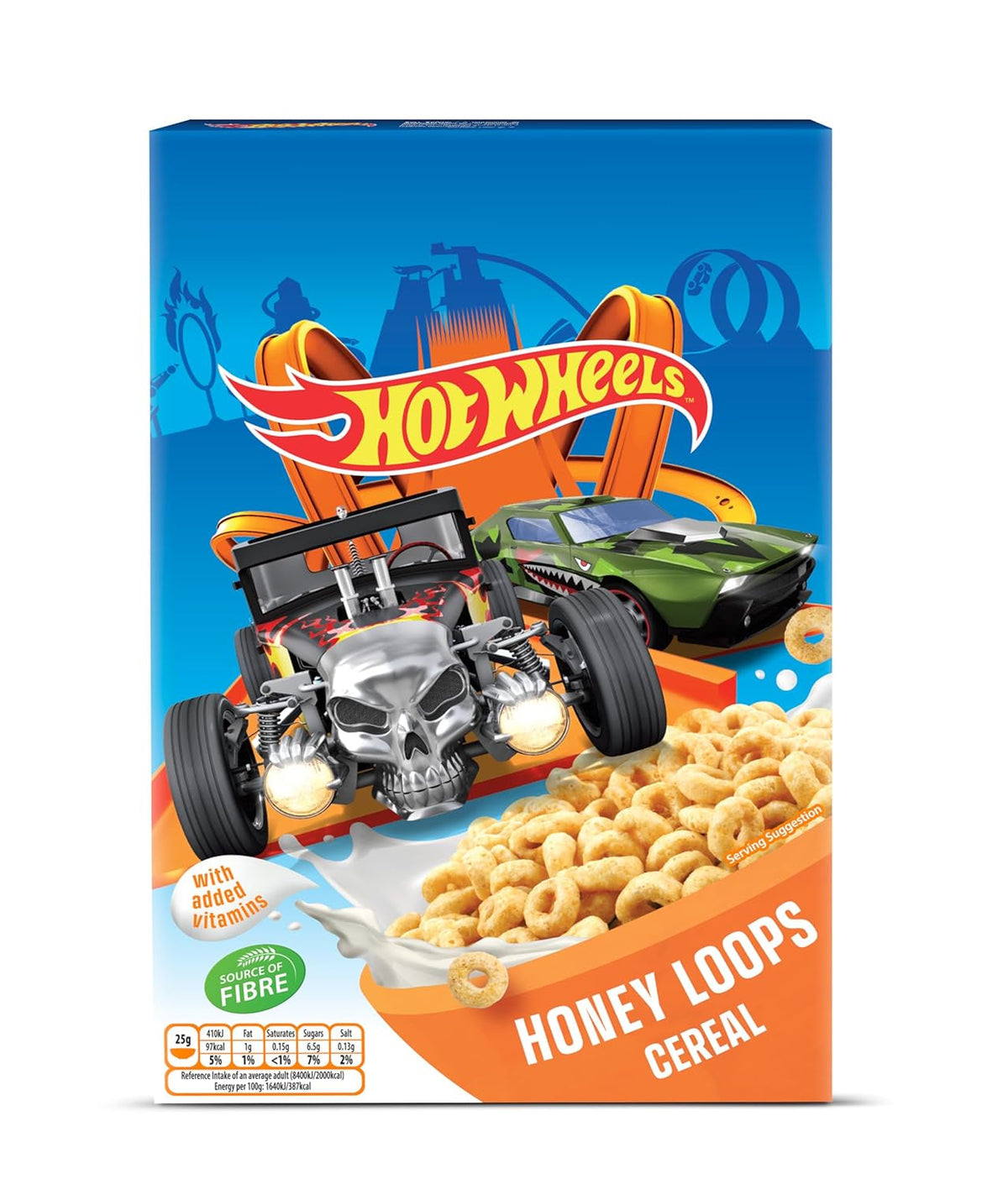 Hot Wheels Honey Loops, cereale integrale crocante pentru micul dejun cu vitamine adăugate, 1 pachet (1 x 375g)