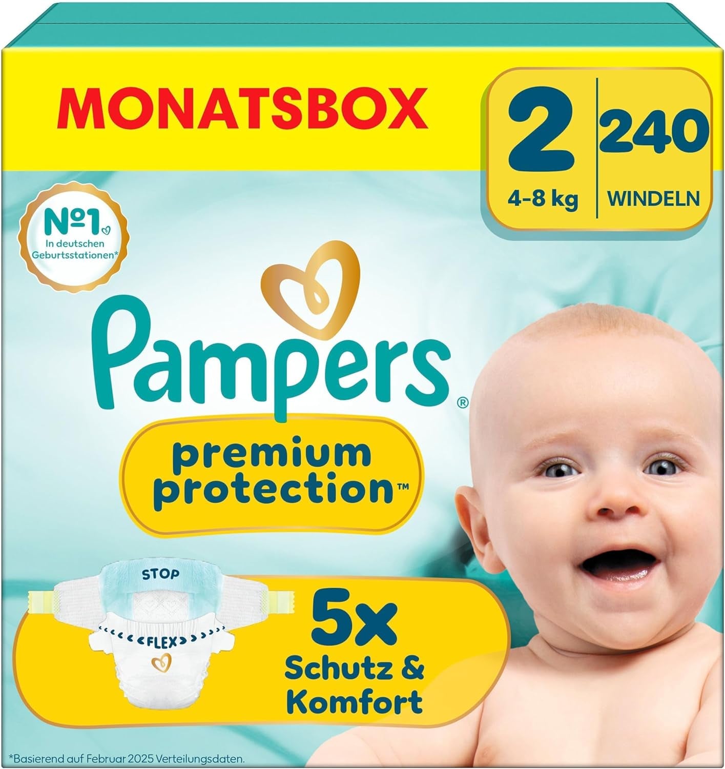Pampers Premium Protection taglia 5, 152 pannolini, 11 kg-16 kg, la nostra protezione numero 1 contro pelle e perdite