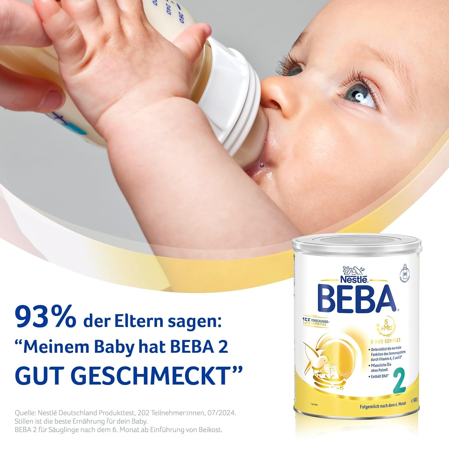 BEBA 2 - Latte di proseguimento dopo 6 mesi, con complesso 5 HMO, contenuto proteico adatto all'età, senza lattosio, senza olio di palma, senza olio di pesce, alimenti per l'infanzia, latte in polvere per bambini, confezione da 3 (3 x 800 g)