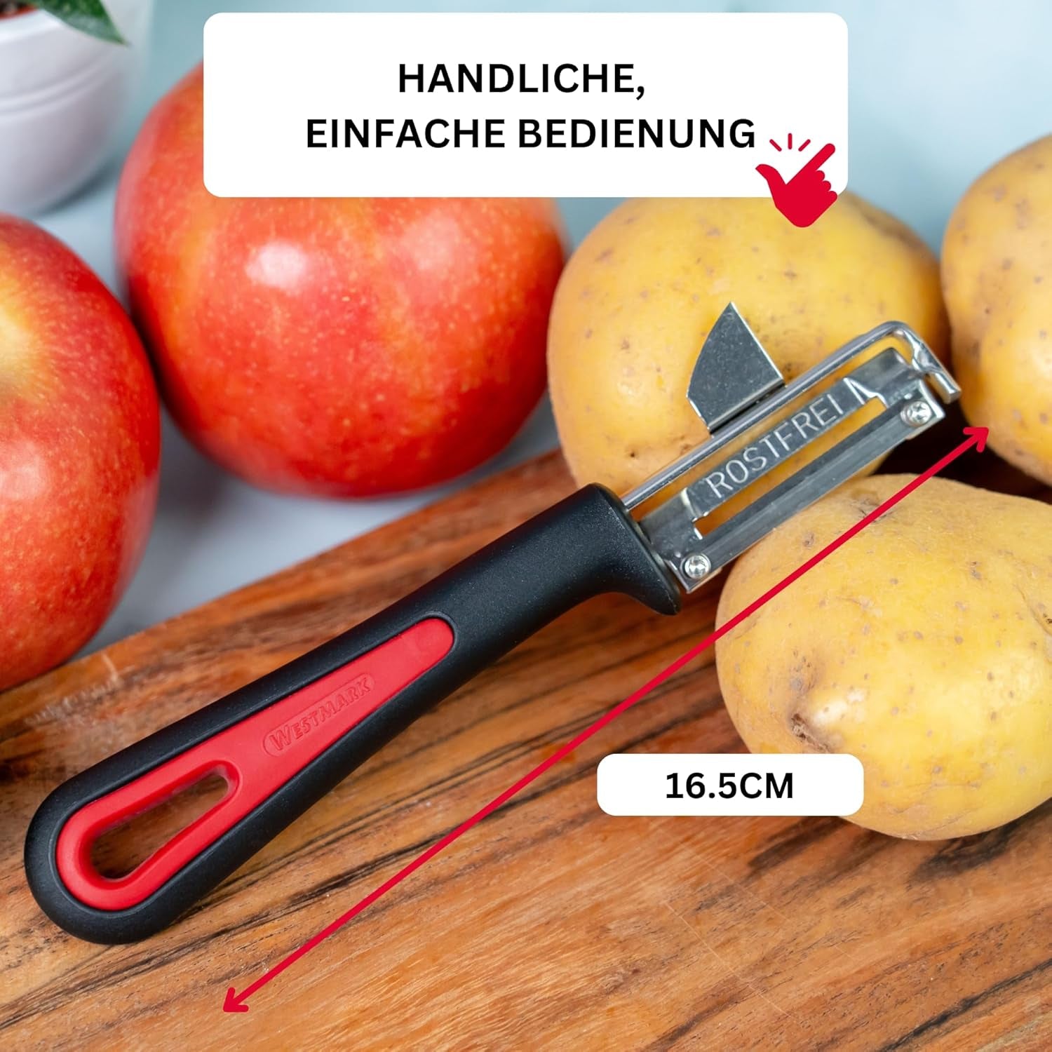 Westmark 29092270 Sparschäler Gallant, Pp/Tpe/Edelstahl, Nero / Rosso, 16,5 X 3,7 X 2 Cm Pelapatate Naty Shop