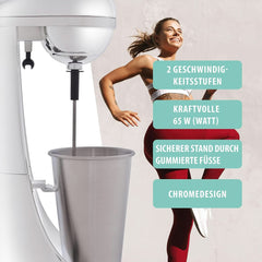 Clatronic® Barmixer U. Milchaufschäumer | Macchina per frullati | Contenitore in acciaio inox da 650 ml | Praktischer Becherhalter | Miscelatore | 2 Geschwindigkeitsstufen | Motore Kraftvoller da 65 Watt | Chromdesgin | BM 3472 Cucina Naty Shop