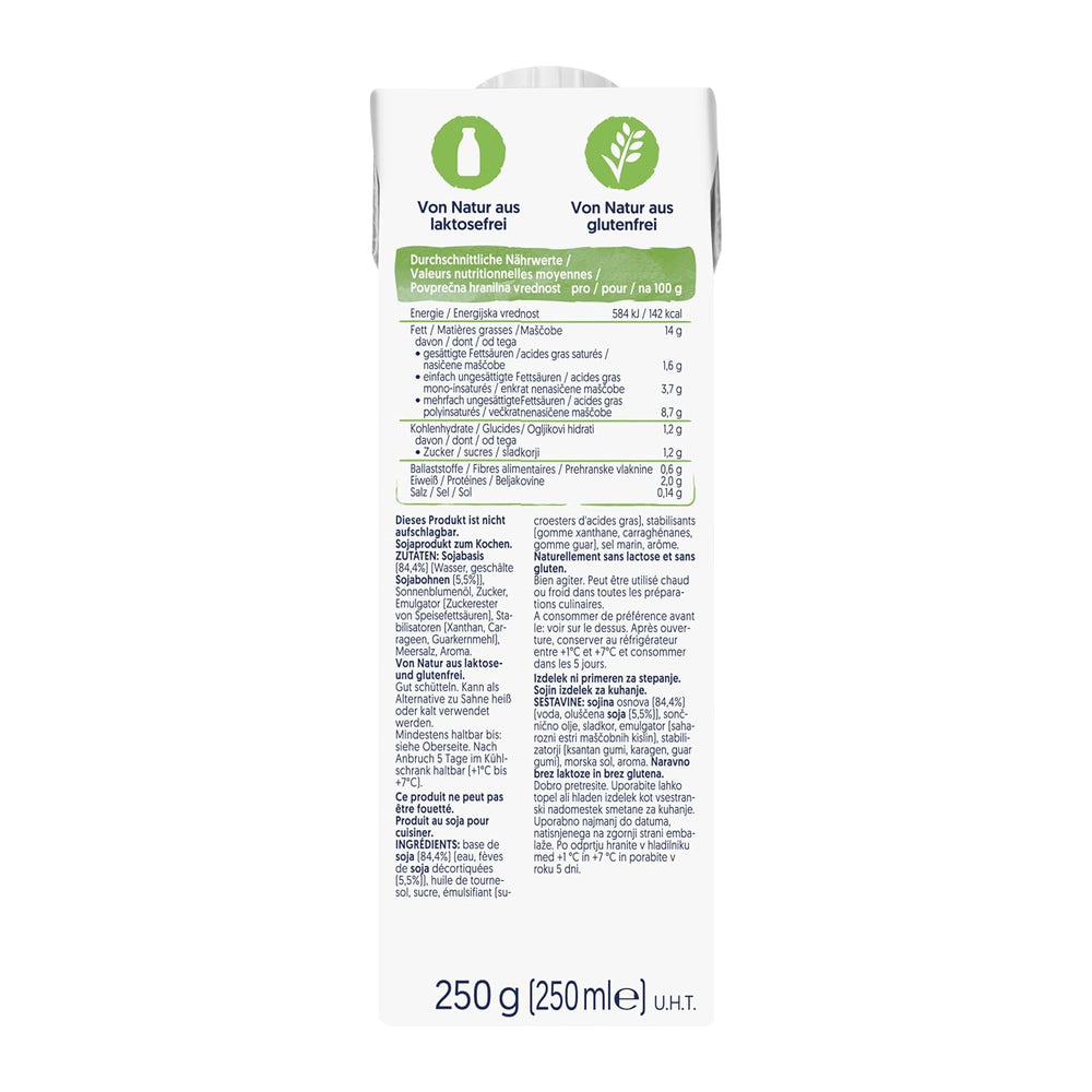 Alpro Cooking Soya – Crema vegana Kochcreme aus Soya dal gusto neutro per piatti caldi e freddi – 15 x 250 ml