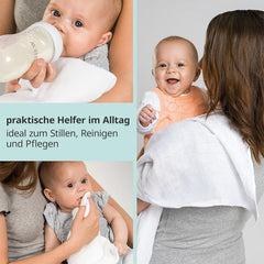 MAKIAN Quadrati di Mussola, Confezione da 10, 80x80 cm, Certificato Oeko-TEX® Standard 100, 10 Panni Antirigurgito Premium - Quadrati di Stoffa a Tessuto Doppio/Quadretti di Mussola, Resistente alla Bollitura - Bianco