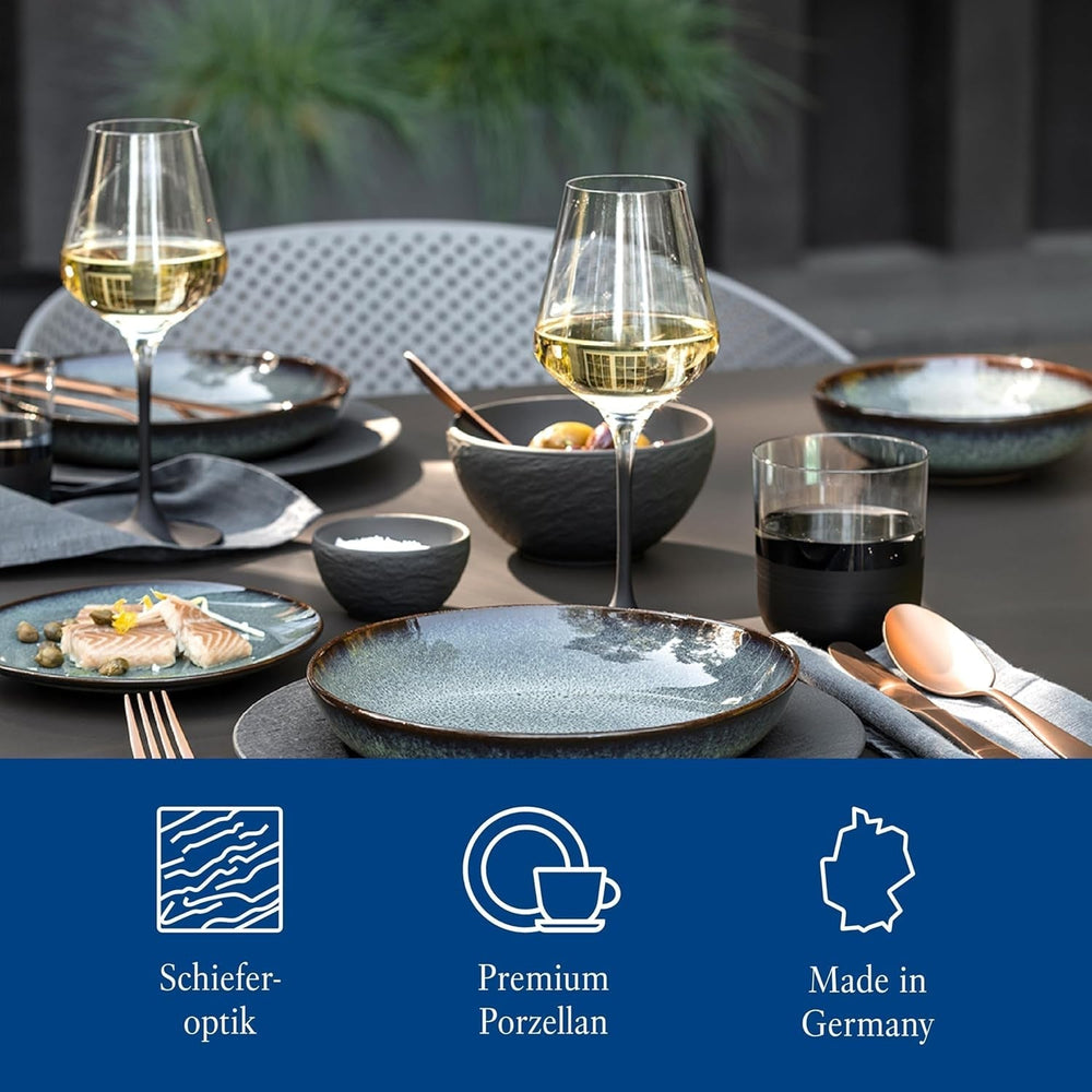 Villeroy & Boch – Manufacture Rock Starter-Set 6 Teilig Schwarz, Spülmaschinenfest, Mikrowellensicher, Geschirr Set Schwarz Matt, Tafelservice, Essgeschirr, Premium Porzellan Set di stoviglie Naty Shop