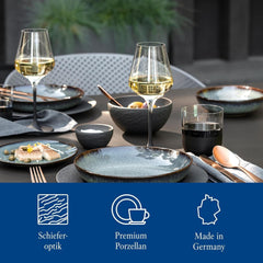 Villeroy & Boch – Manufacture Rock Starter-Set 6 Teilig Schwarz, Spülmaschinenfest, Mikrowellensicher, Geschirr Set Schwarz Matt, Tafelservice, Essgeschirr, Premium Porzellan Set di stoviglie Naty Shop