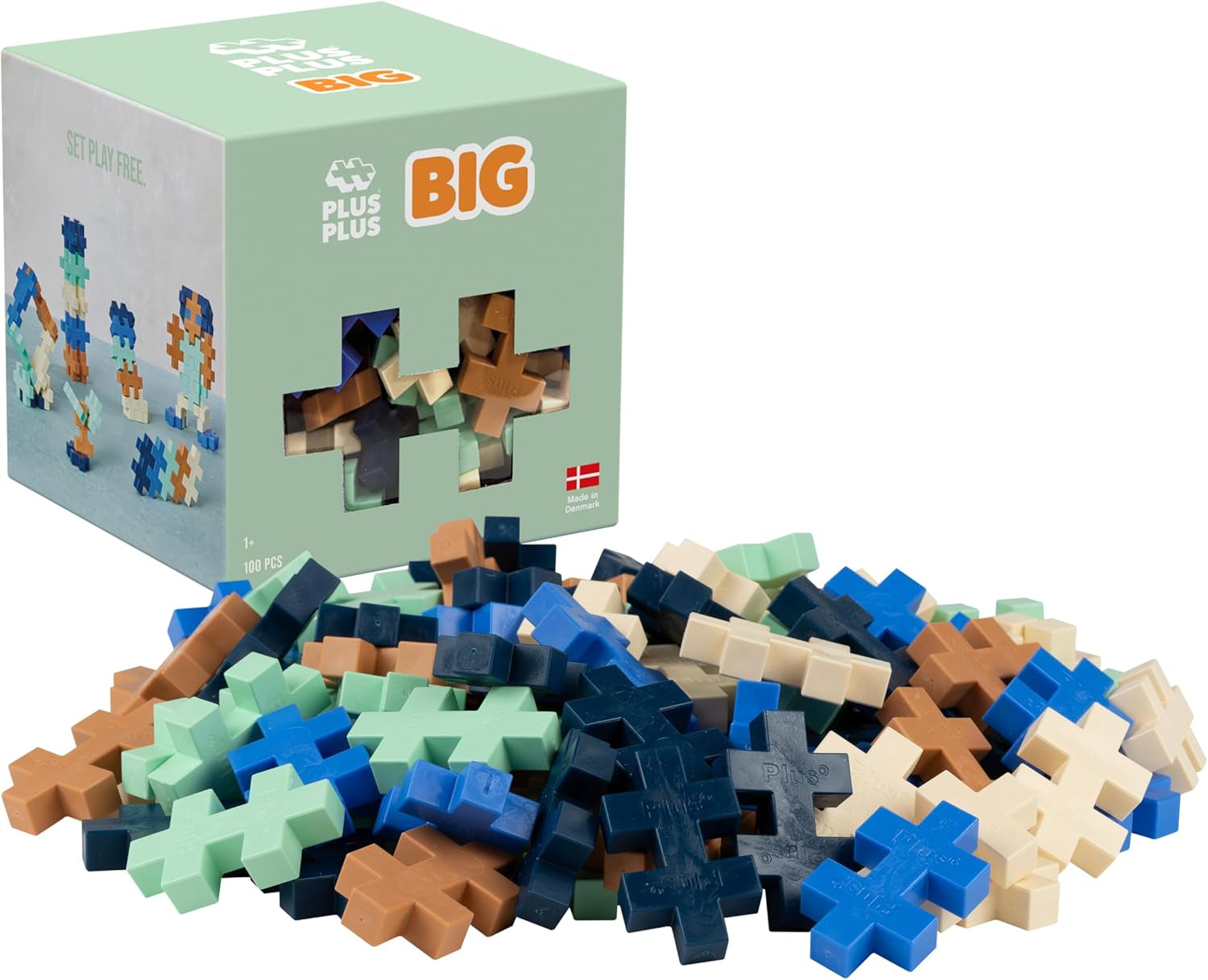 Plus-Plus 9603210 Geniales Konstruktionsspielzeug, Open Play Big Basic Mix, Bausteine-Set, 100 Teile, Mehrfarbig, Mehrfarbig
