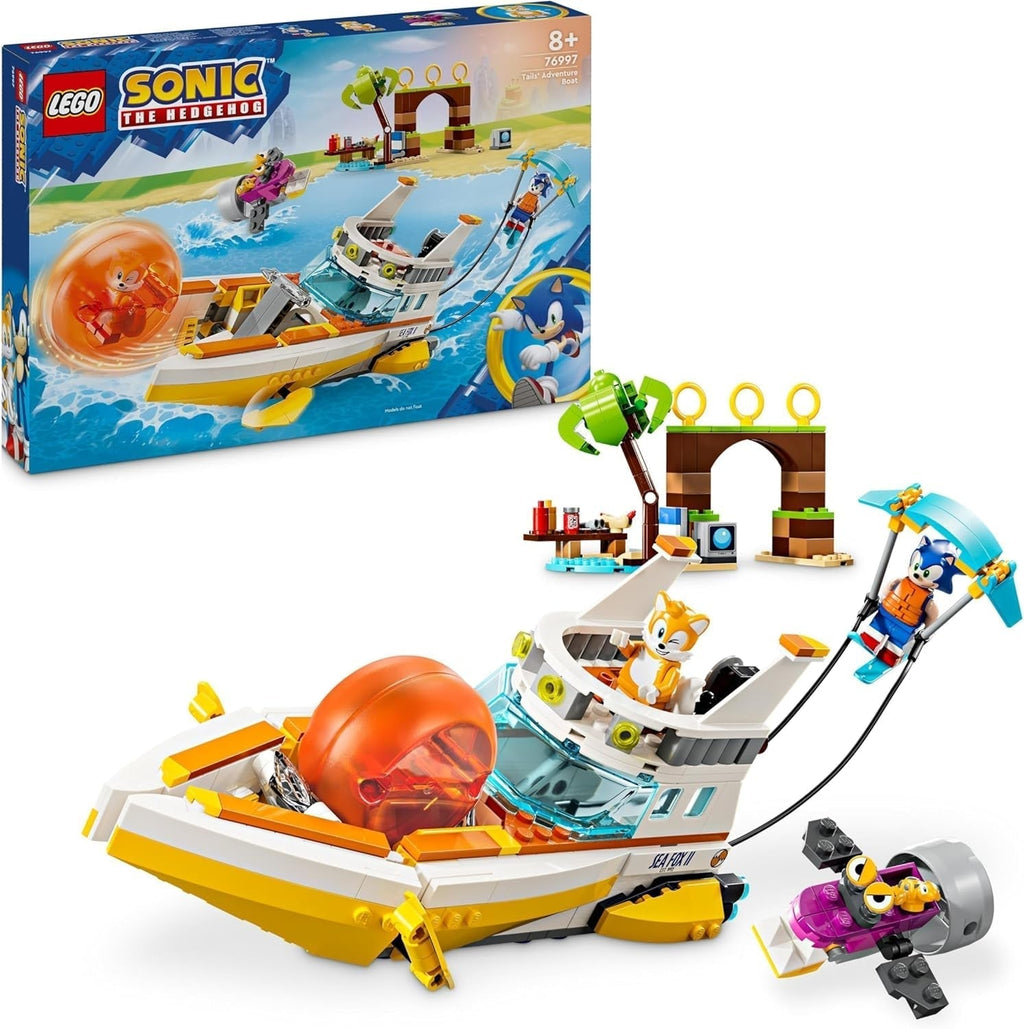 LEGO Sonic the Hedgehog Tails™ Adventure Boat, jucărie interactivă cu personaje de jocuri video și schiuri de apă, cadou pentru băieți, fete și gameri de la 8 ani 76997 Seturi de constructie Besuche den LEGO-Store Titlu implicit