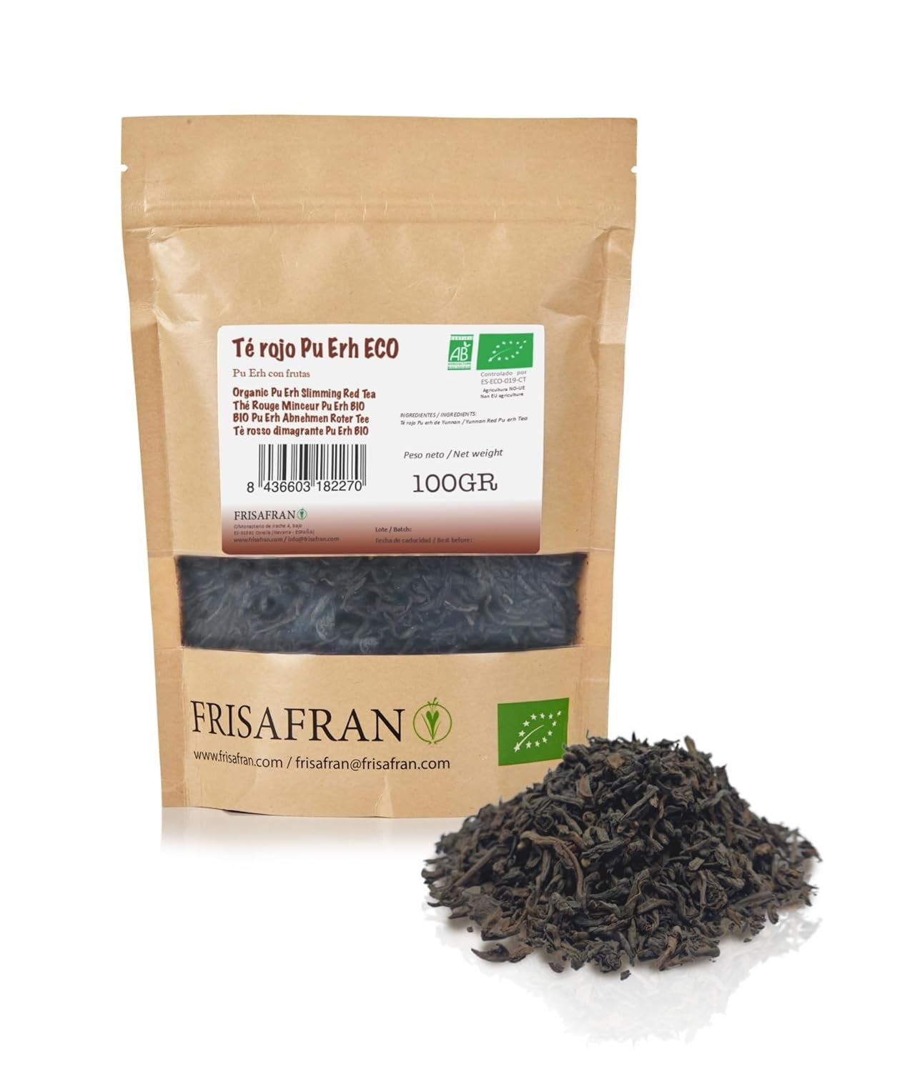 FRISAFRAN | Ceai verde Gunpowder cu mentă bio, vrac, 100 g | Antioxidant | Ceai verde japonez | Digestiv | Sănătos | Băutură răcoritoare | Infuzie de mentă | Ceai pur | Frunze de mentă | Cald-rece | Mentă