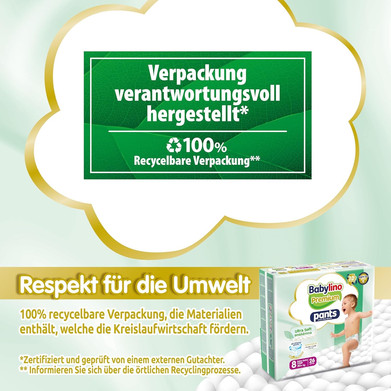 Pantaloni Premium taglia 8 con filtro ultra morbido, XXL (20+ kg), 26 pezzi