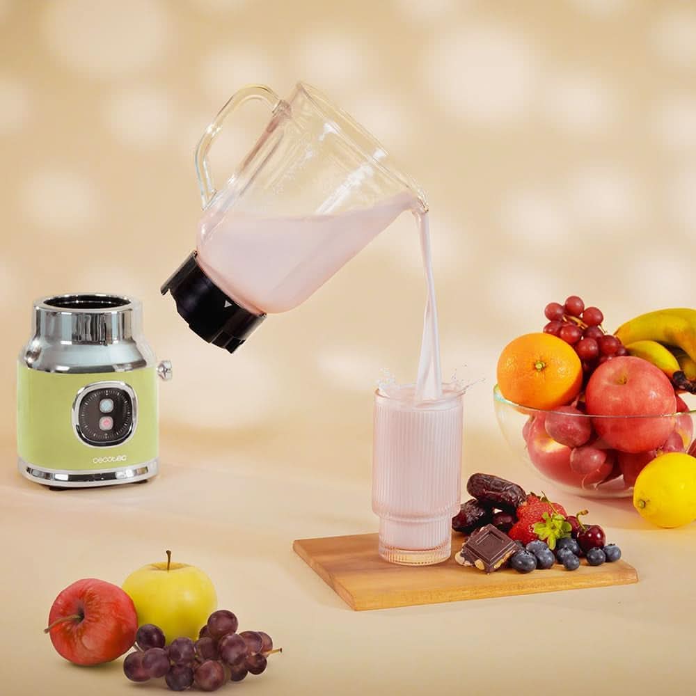 Cecotec Standmixer Retro Retrotwist Green. 800W Maximale Leistung, Pulse-Funktion, 4-Klingen-Messer Mit Schwarzer Titanbeschichtung Und 1L Krug, Vintage-Design in Grün Bucatarie Naty Shop