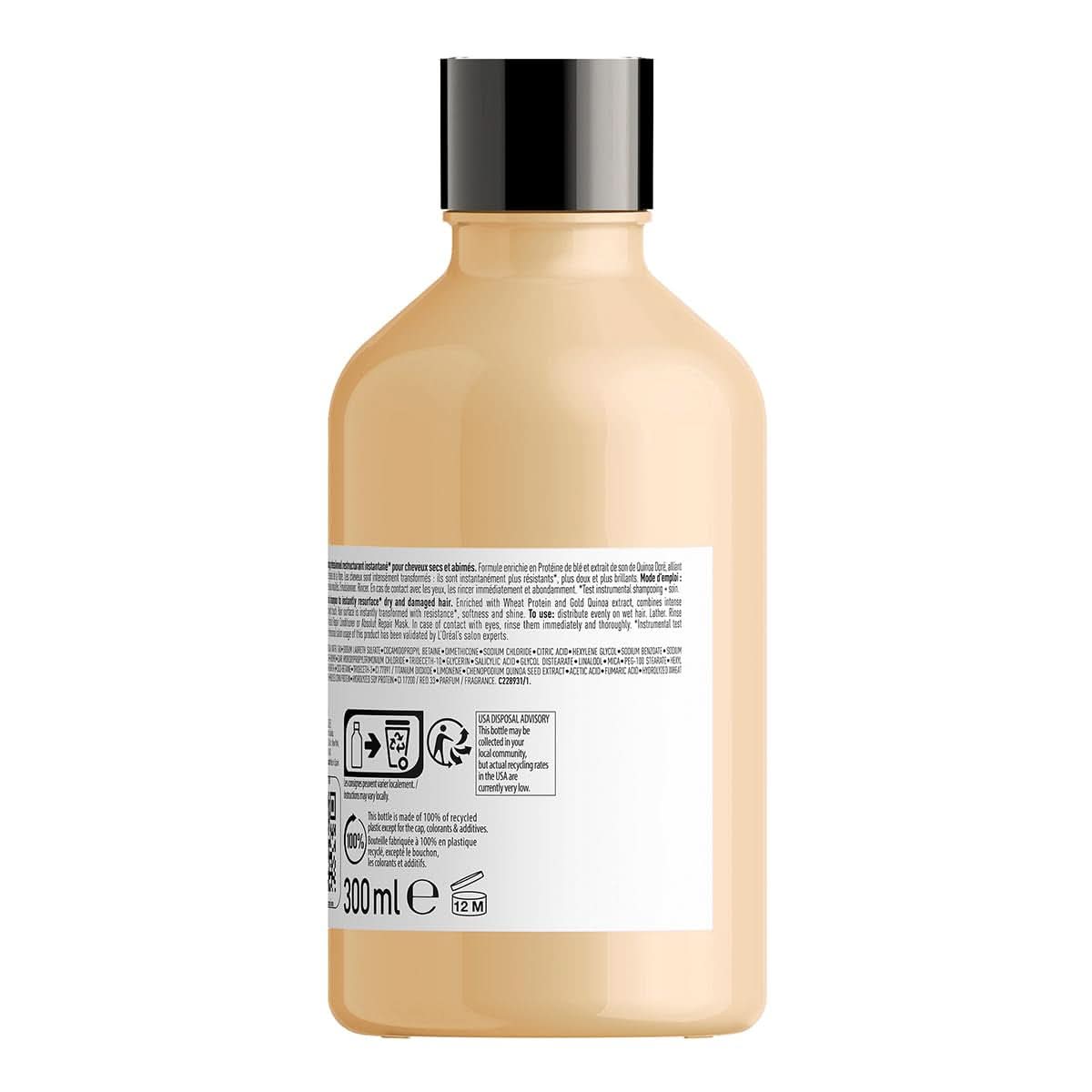 L'OréAl Professionnel Serie Expert Absolut Repair Gold, Shampoo alla quinoa + Doccia e bagno proteico Naty Shop