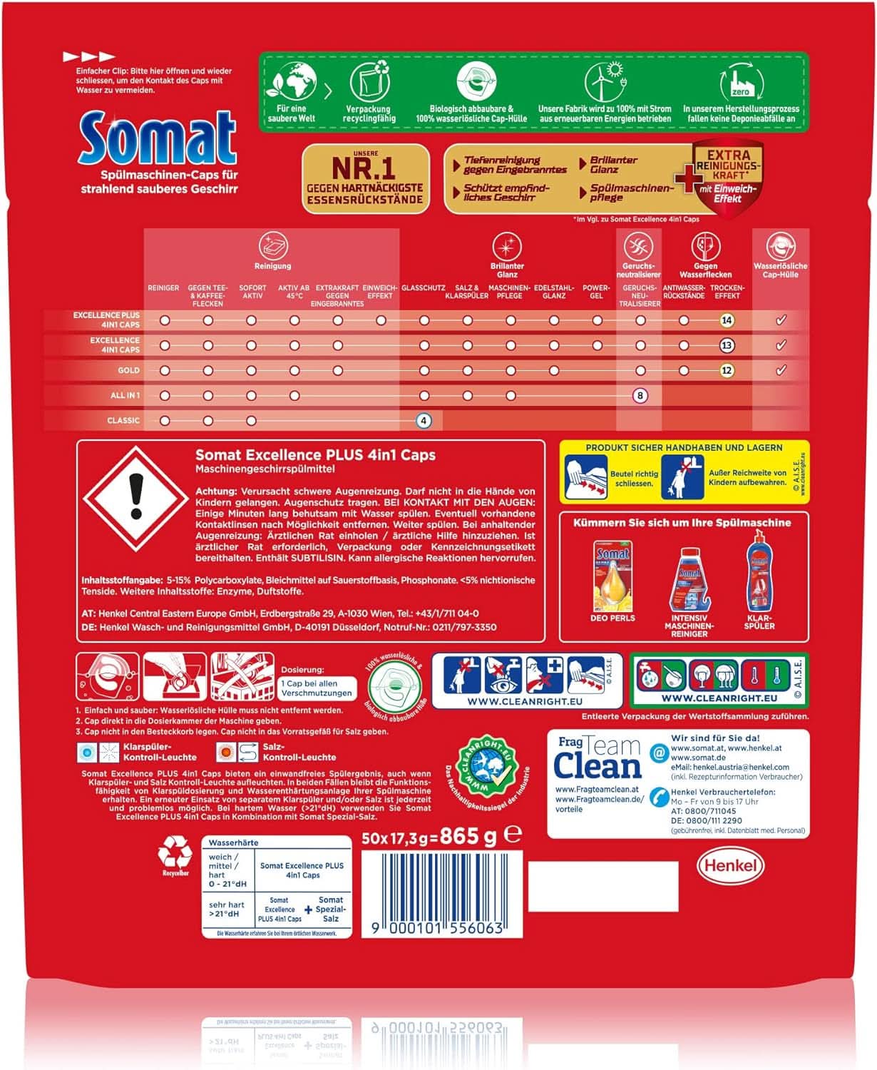 Somat Excellence plus 4In1 Caps (50 Caps), tablete de spălat vase Naty Shop