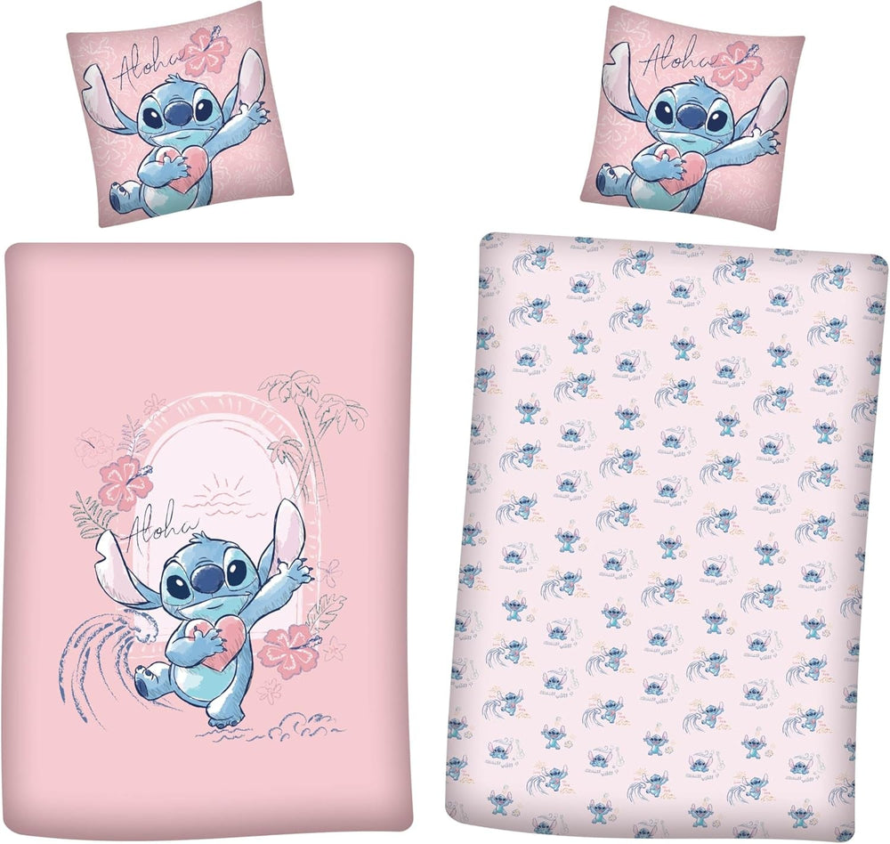 Set biancheria da letto reversibile Stitch Aloha Biancheria da letto per ragazze Biancheria da letto in cotone 100% - Kids Naty Shop