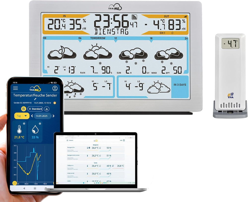 TFA Dostmann TFA-ID ID-A5 Trasmettitore per piscina TFA-ID ID-A5 Pool, 30.3907.02, compatibile con il sistema TFA.me, compatibile WLAN, per monitoraggio online di piscine, stagni, bagni di ghiaccio, remoto, misurazione della temperatura dell'acqua, 868 MHz, bianco