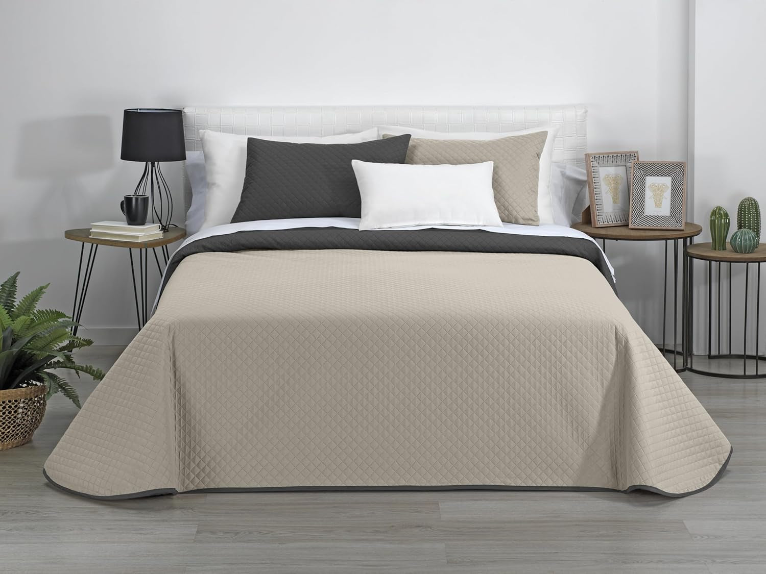 Estoralis | AVA | Cuvertură Reversibilă | Pentru Toate Anotimpurile | Culoare - Gri/Antracit | Pentru Pat 180 Cm. (270 X 270 Cm. Ancho X Alto) | Cuvertură cu matlasare Plapumi si pilote Naty Shop