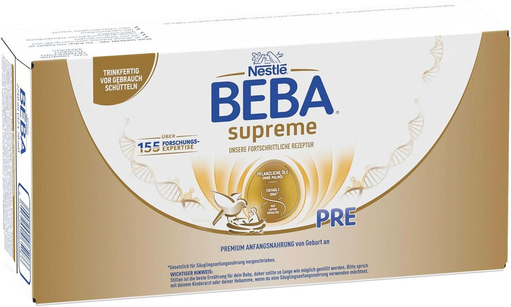 BEBA SUPREME PRE Latte iniziale pronto da bere dalla nascita, omogeneizzato con DHA, solo lattosio, senza olio di palma, confezione da 8 (8 x 200 ml) Mamma e Bambino Naty Shop Beba Supreme Pre 32 x 70 ml