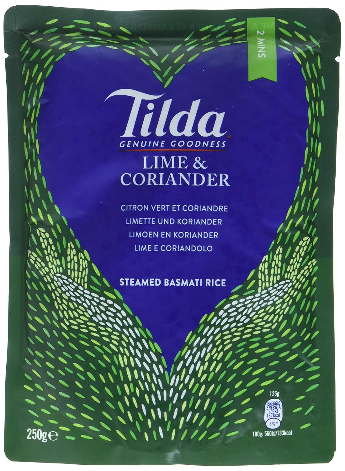 TILDA Riso Basmati al Vapore con Lime e Coriandolo per Microonde, 250g
