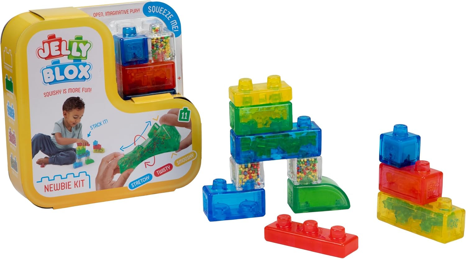 Jelly BLOX - Vehicle Kit, Bauspielzeug ab 2 Jahren, mit 35 Sensorische Bausteine, Konstruktion Spielzeug für Kinder, Sensory Play mit Spielsteinen