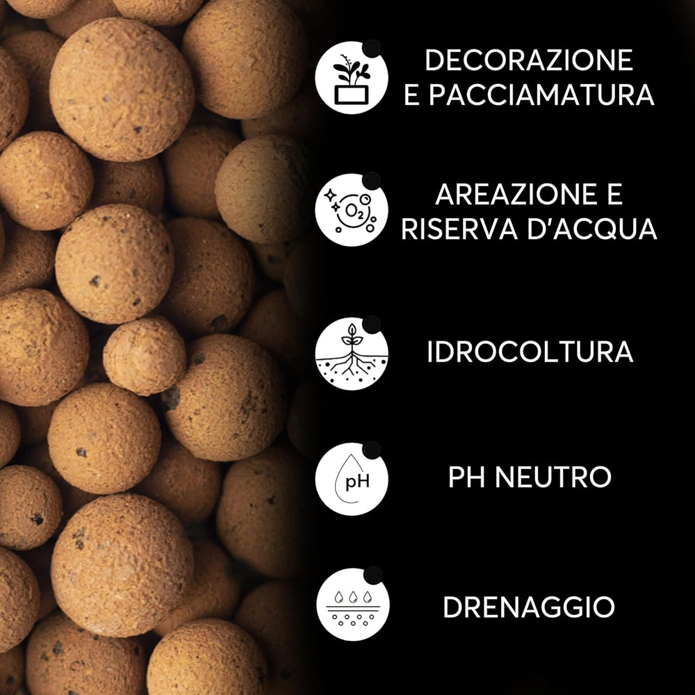 Argilla espansa per piante in vaso, palline di argilla per drenaggio e aerazione, argilla espansa per coltura idroponica e decorazioni estetiche senza coloranti chimici - 650 g
