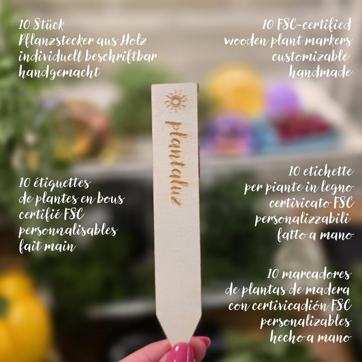 Set di semi biologici premium Plantaluz P04 – Set di semi di verdure ed erbe mediterranee con 10 varietà per giardino, balcone e aiuole rialzate – Inclusi bastoncini per piante FSC – Semi biologici senza impollinati e senza OGM