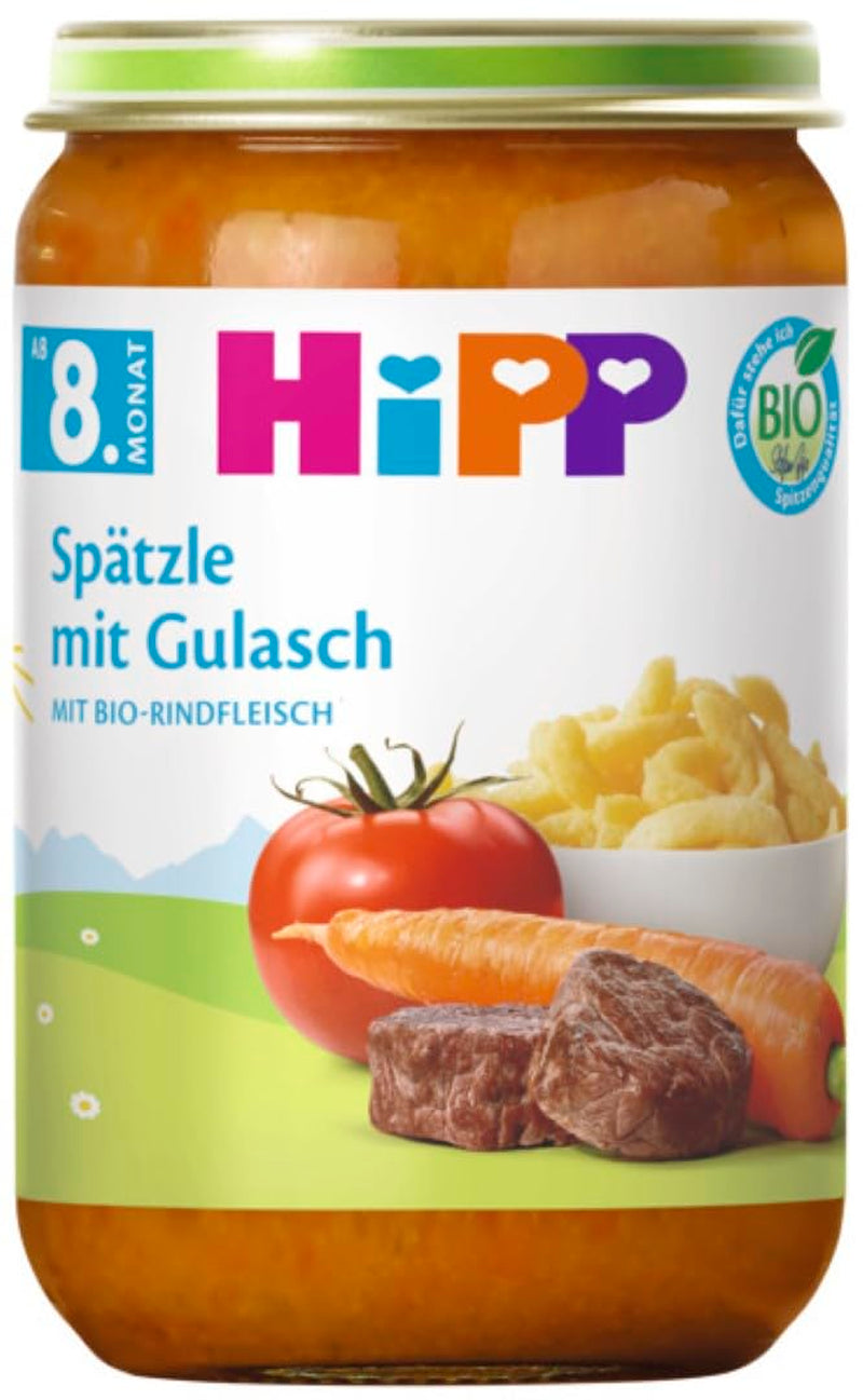 Menu biologici Hipp a partire da 8 mesi spätzle (pasta) con gulasch, 220G, conf. da 6 (6X220G) Madre e bambino Naty Shop Default Title
