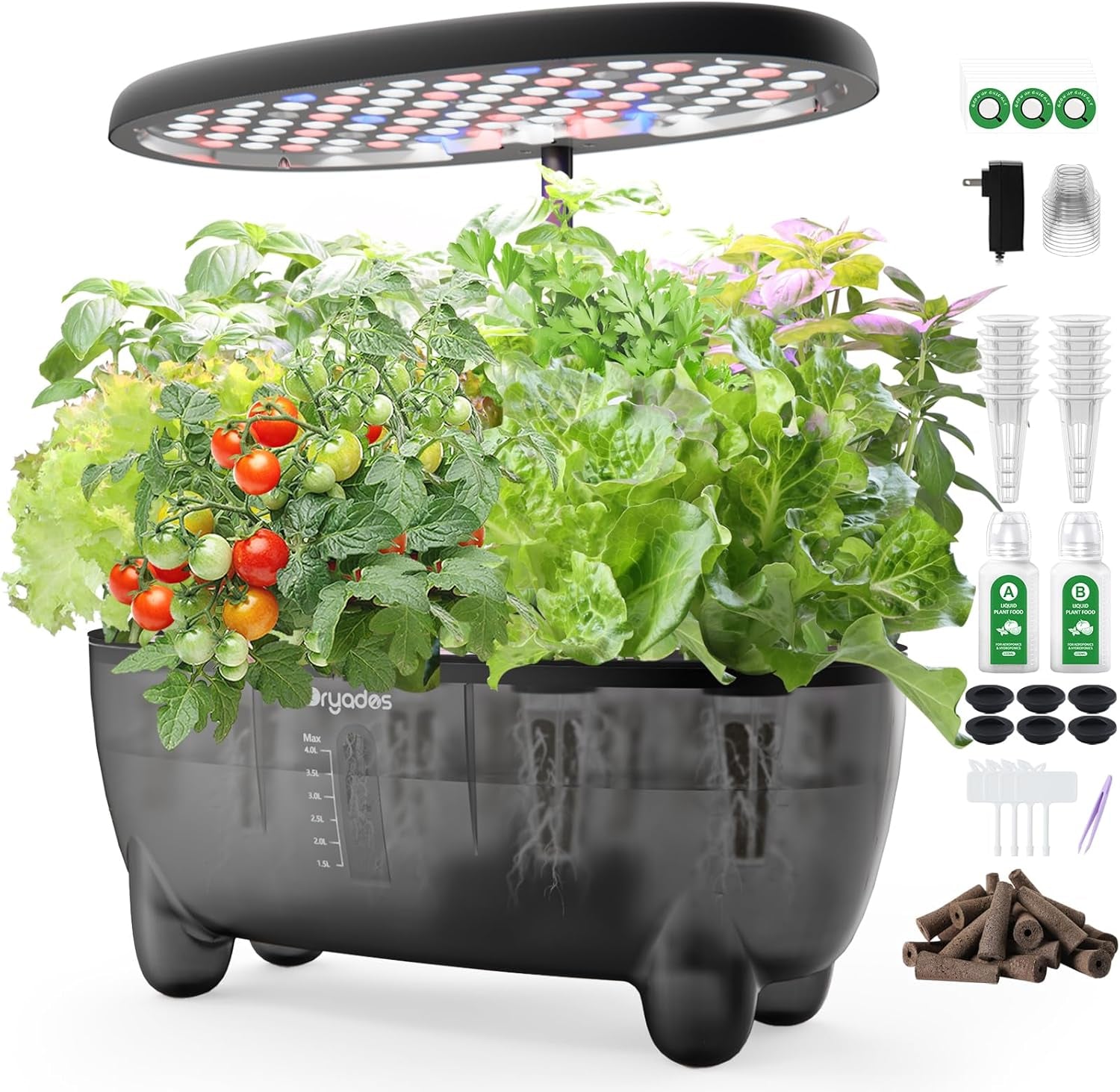 Sistema di coltivazione idroponica: 8 capsule, lampada LED a spettro completo da 24 W con avviso di livello basso dell'acqua | Giardino interno per cucina, soggiorno, scuola | Idea regalo per giardinieri dilettanti