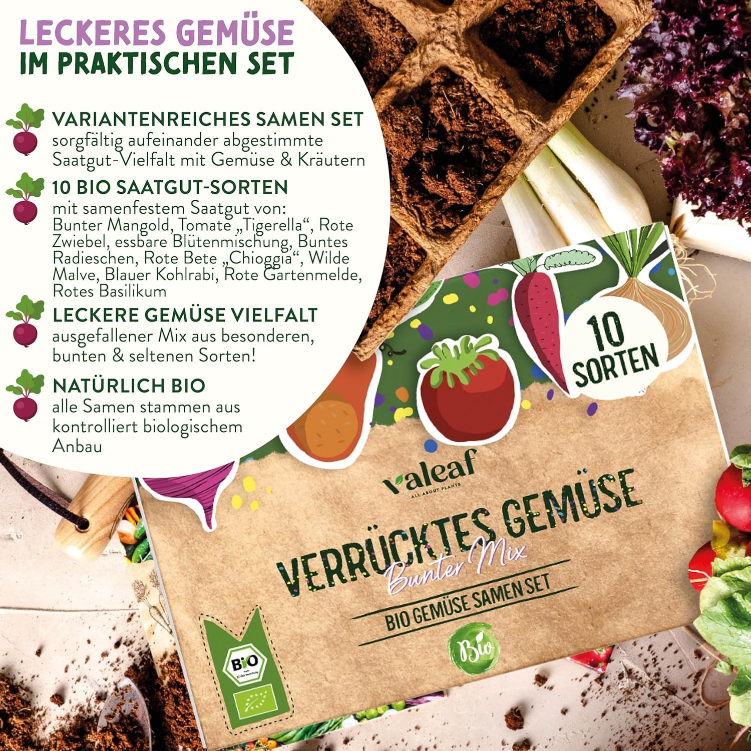 BIO Verrücktes Gemüse Samen Set I Saatgut Set Mit Besonderen Gemüsesamen I Züchte Buntes Gemüse I Mini Pflanzset I Crazy Veg I Gemüse Samen Set I Garten Anzuchtset Gemüsesamen Geschenk
