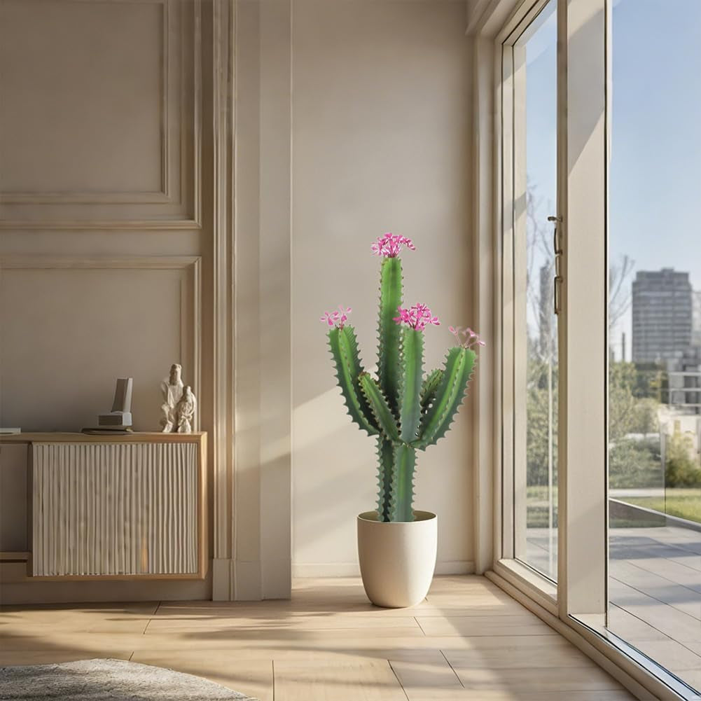 Künstlicher Kaktus, 91Cm Kunstpflanze Kaktuspflanzen Groß, Euphorbia Acrurensis Sehr Pflegeleicht, Kunstpflanze Im Topf Pflanzen Dekoration Für Zuhause Garten Büro Dekoration Einweihungsgeschenke - B