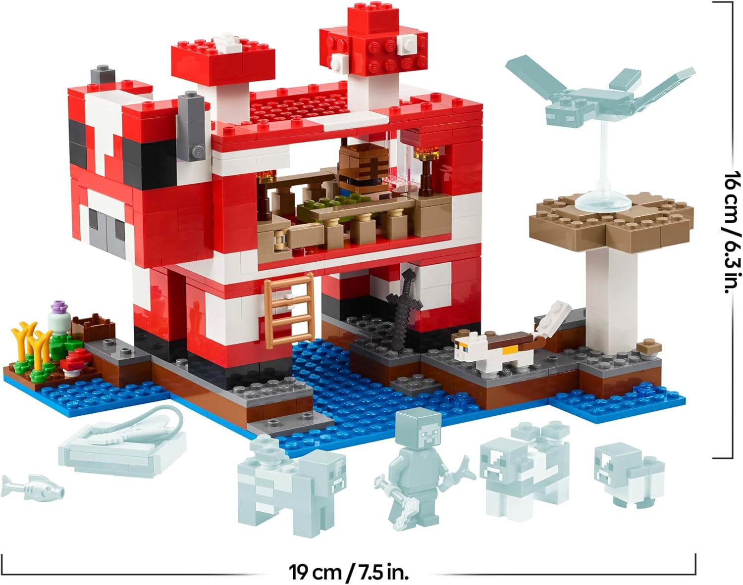 LEGO Minecraft Das Pilzkuh-Haus - Gaming Spielzeug mit Steve Figur, Mobs, einem Arbeitstisch und Einer Farm - Interaktives Spielset - Gaming Geschenk für Mädchen und Jungen ab 8 Jahren 21270