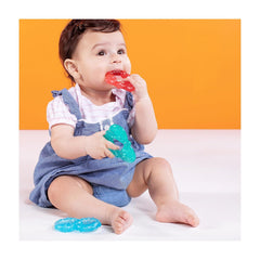 Inele de dentiție Bright Starts Stay Cool, răcoritoare, turcoaz/albastru/roșu, ușor de ținut în mână, tehnologie de răcire de lungă durată, fabricate din silicon, fără BPA