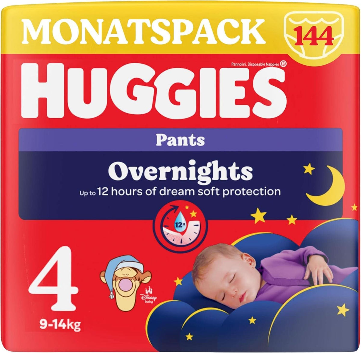 Huggies Night Pants Taglia 4 (9-14 kg), Scatola Pannolini Mensili, 104 Pezzi Mamma e Bambino Naty Shop