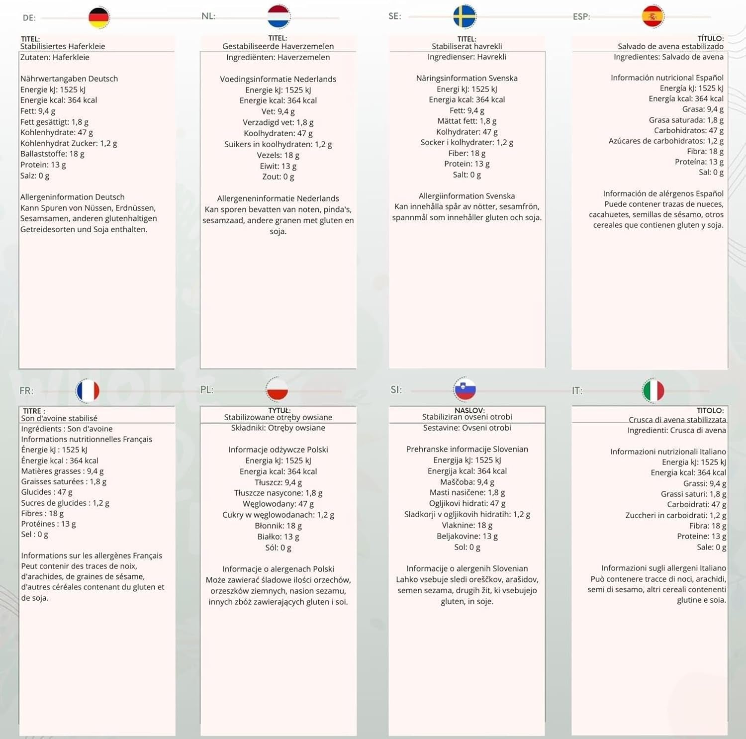 Crusca d'Avena Integrale Terra stabilizzata 2 kg | Non OGM | Ricco di fibre