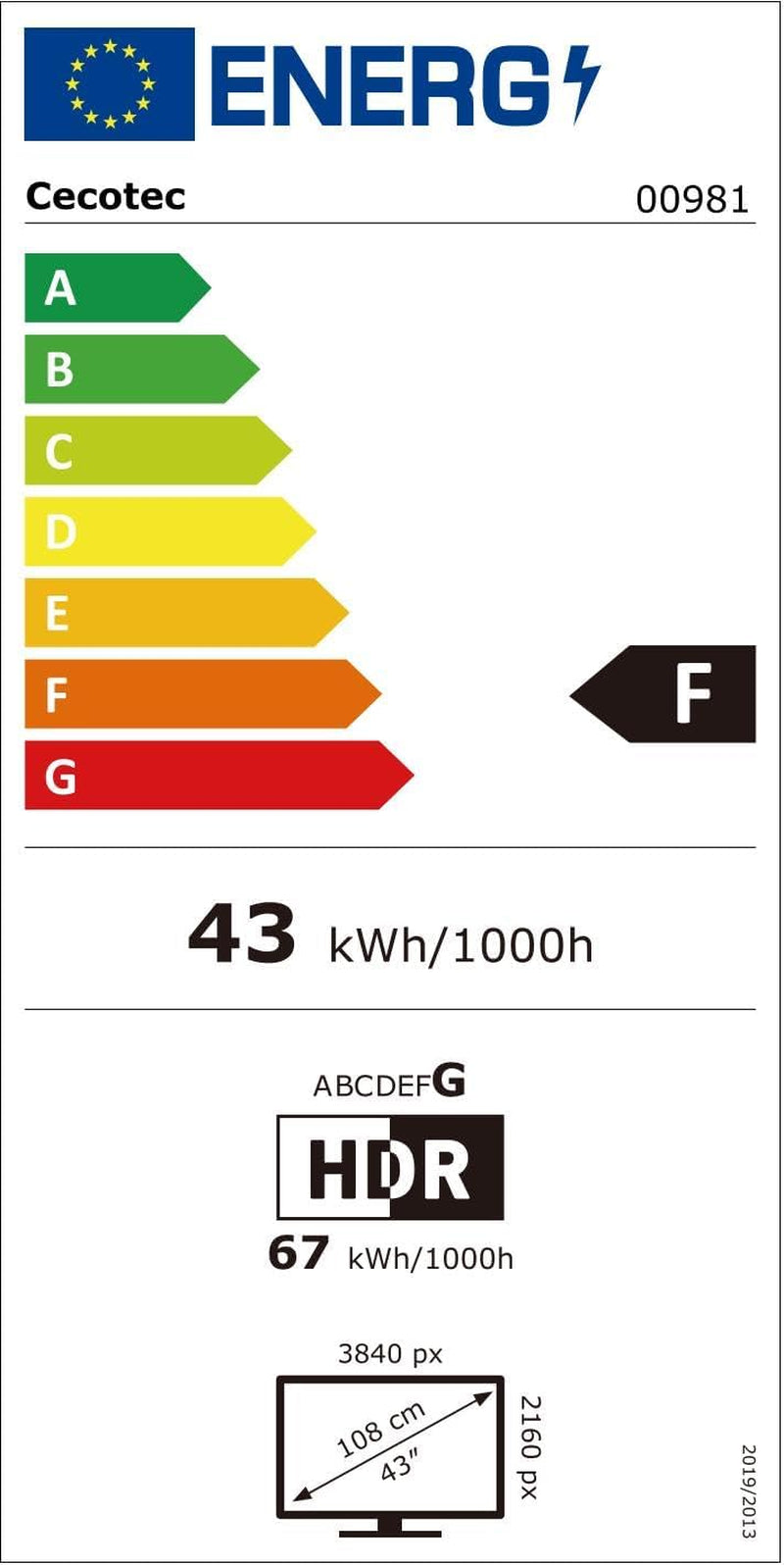 Televizor inteligent Cecotec - televizor LED de 43 de inci, rezoluție 4K UHD - seria A4 ALU40043S. Google TV, HDMI 2.1, USB 3.0, HDR10, 16 GB ROM, asistent vocal Google, Chromecast, Dolby Audio