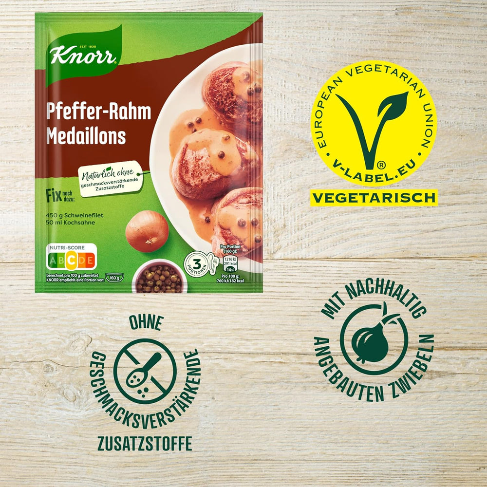 Knorr Fix Medaglioni Pfeffer-Rahm 3 Porzioni (1 x 35 g) | 35 g (1 confezione)