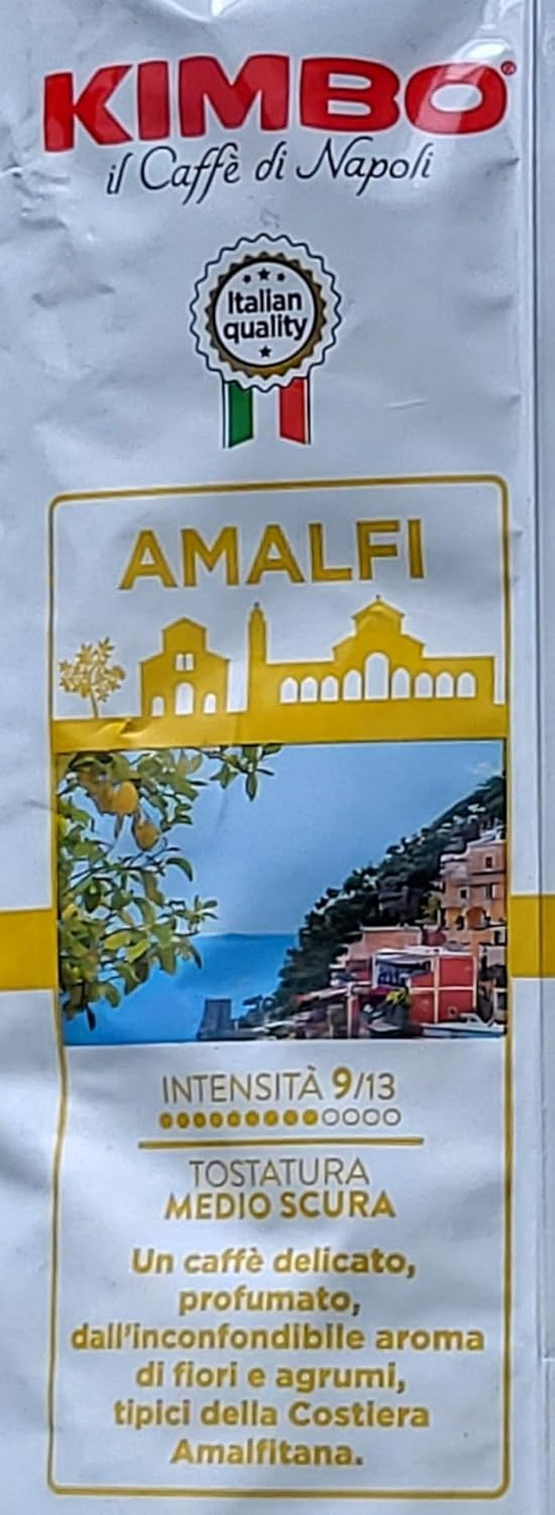 Boabe întregi de cafea Amalfi (100% Arabica), prăjire medie, pungă de 1 kg